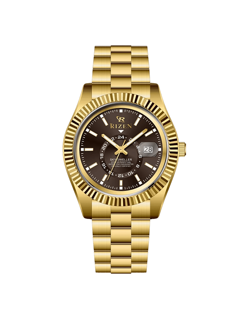 Rizen Skydweller RZ-758 Gold stainless steel Quartz - Timecheck