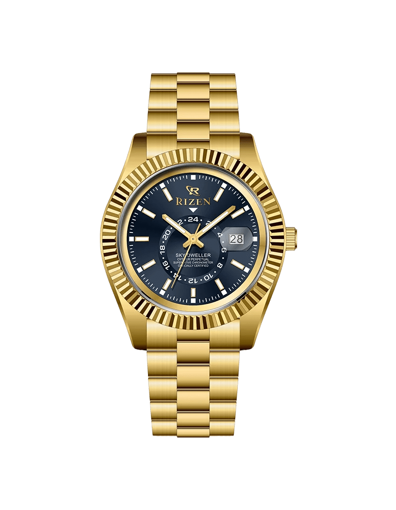 Rizen Skydweller RZ-758 Gold stainless steel Quartz - Timecheck