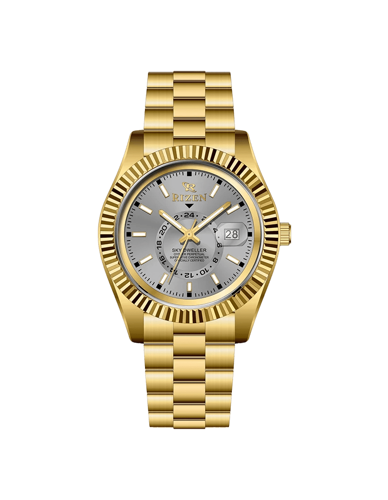 Rizen Skydweller RZ-758 Gold stainless steel Quartz - Timecheck