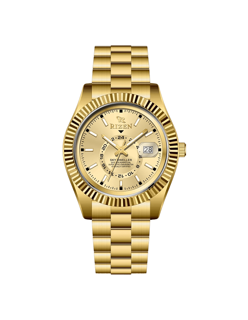 Rizen Skydweller RZ-758 Gold stainless steel Quartz - Timecheck