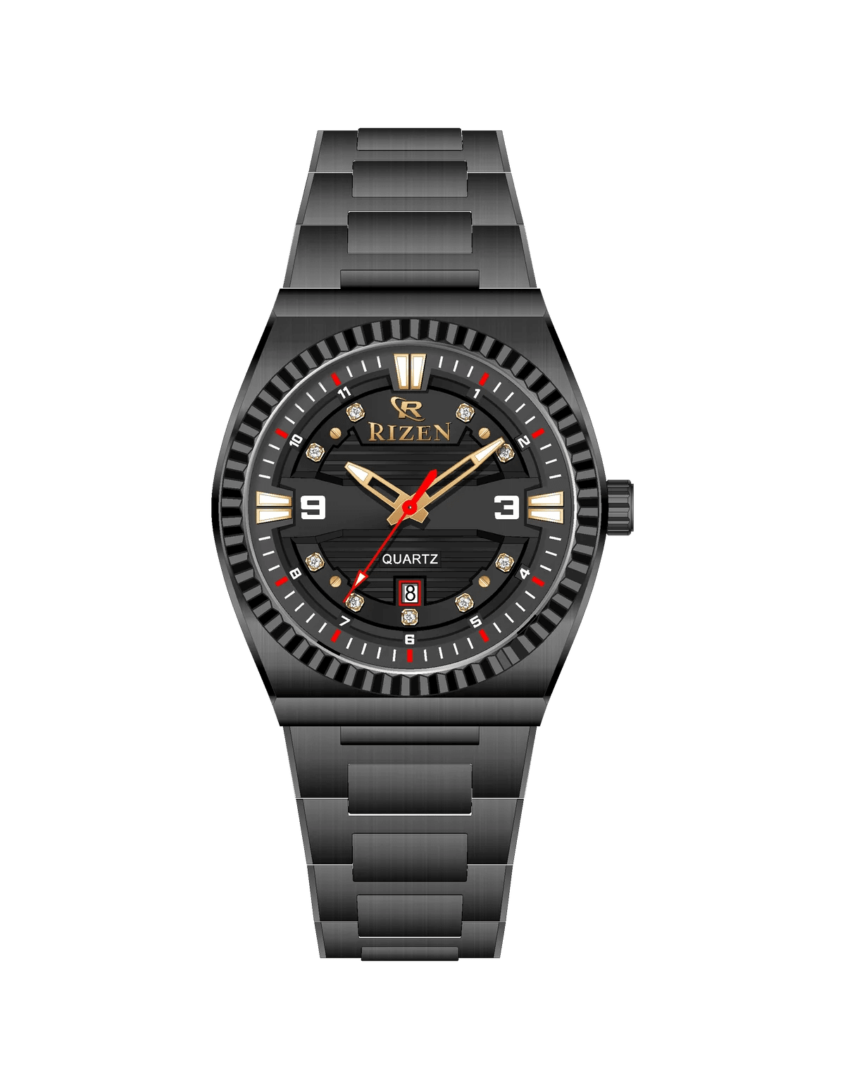 Rizen Valmont RZ-0819 Black Stainless Steel Quartz - Timecheck