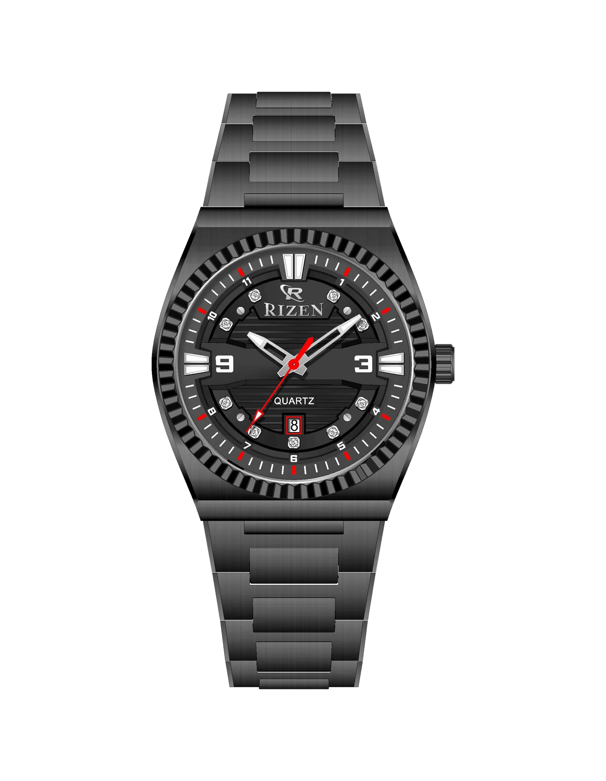 Rizen Valmont RZ-0819 Black Stainless Steel Quartz - Timecheck