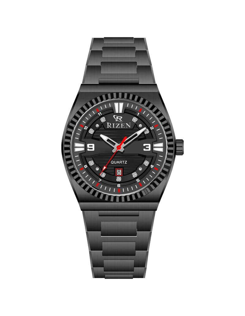 Rizen Valmont RZ-0819 Black Stainless Steel Quartz - Timecheck