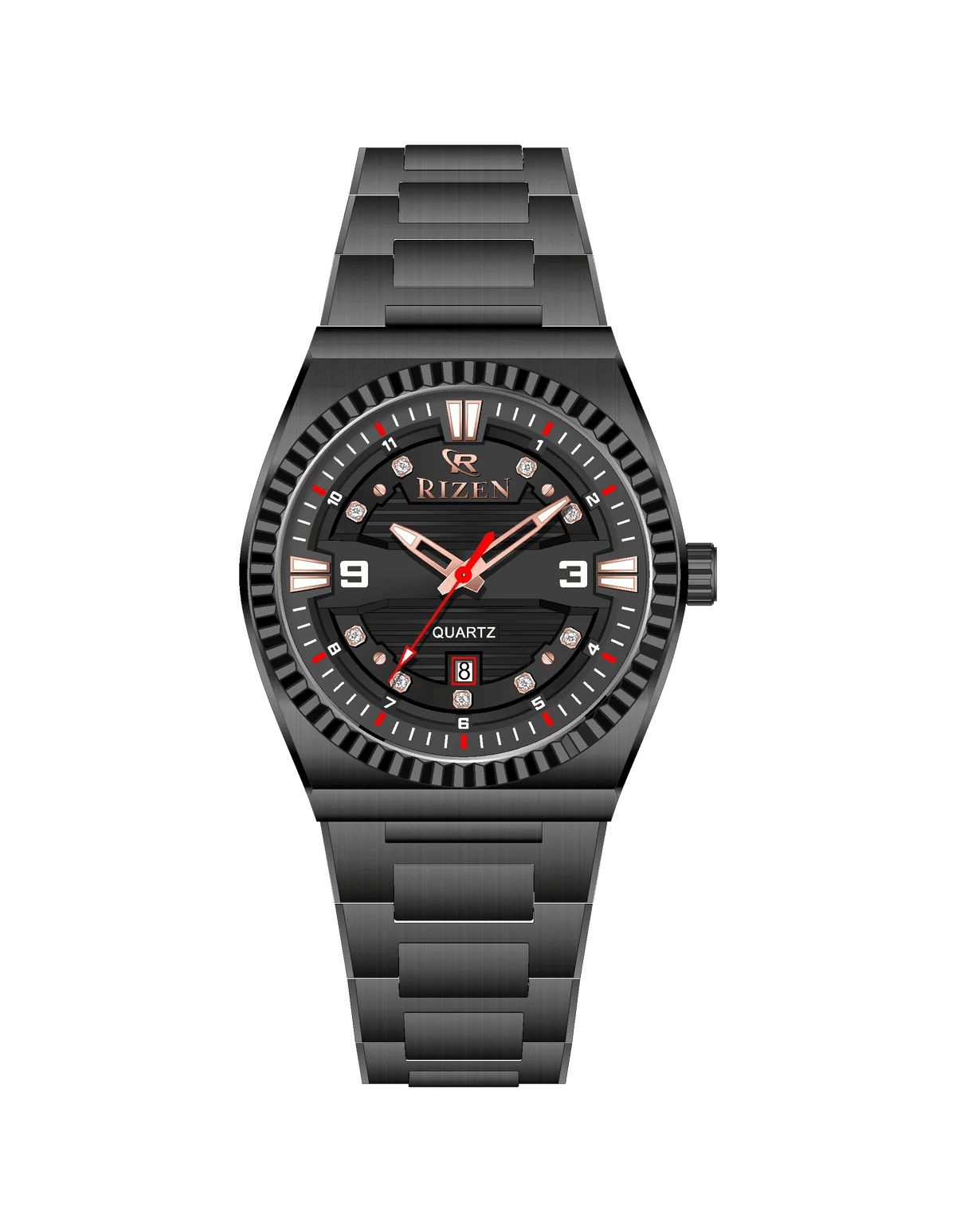 Rizen Valmont RZ-0819 Black Stainless Steel Quartz - Timecheck