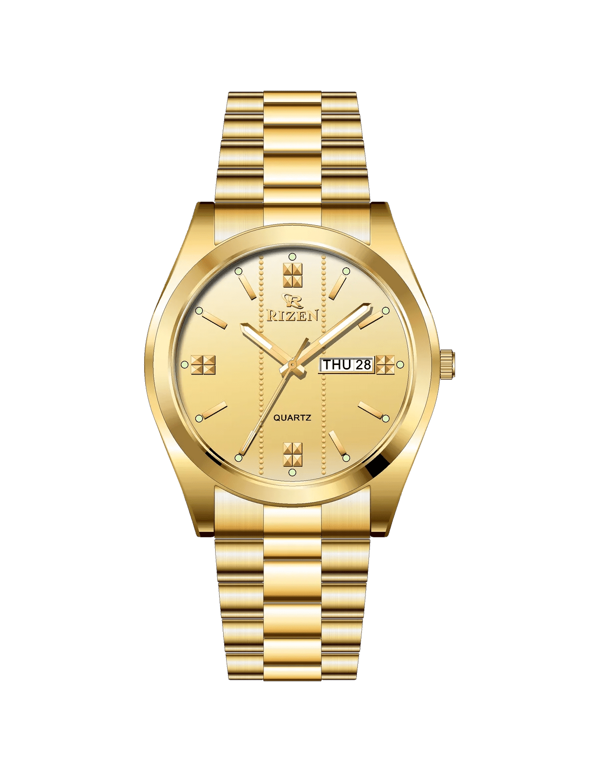 Rizen Zentro RZ-1275 Gold Stainless Steel Quartz - Timecheck