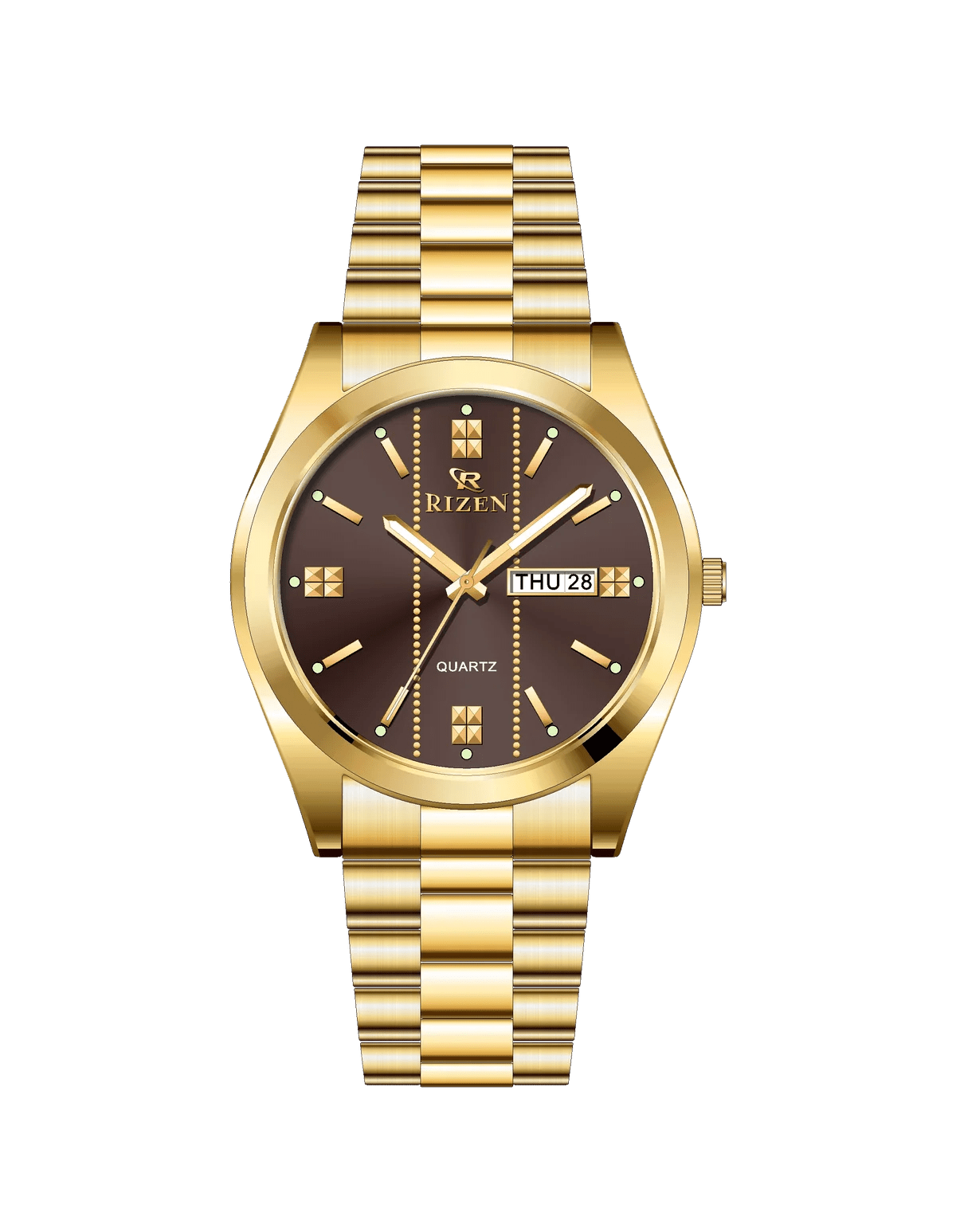 Rizen Zentro RZ-1275 Gold Stainless Steel Quartz - Timecheck