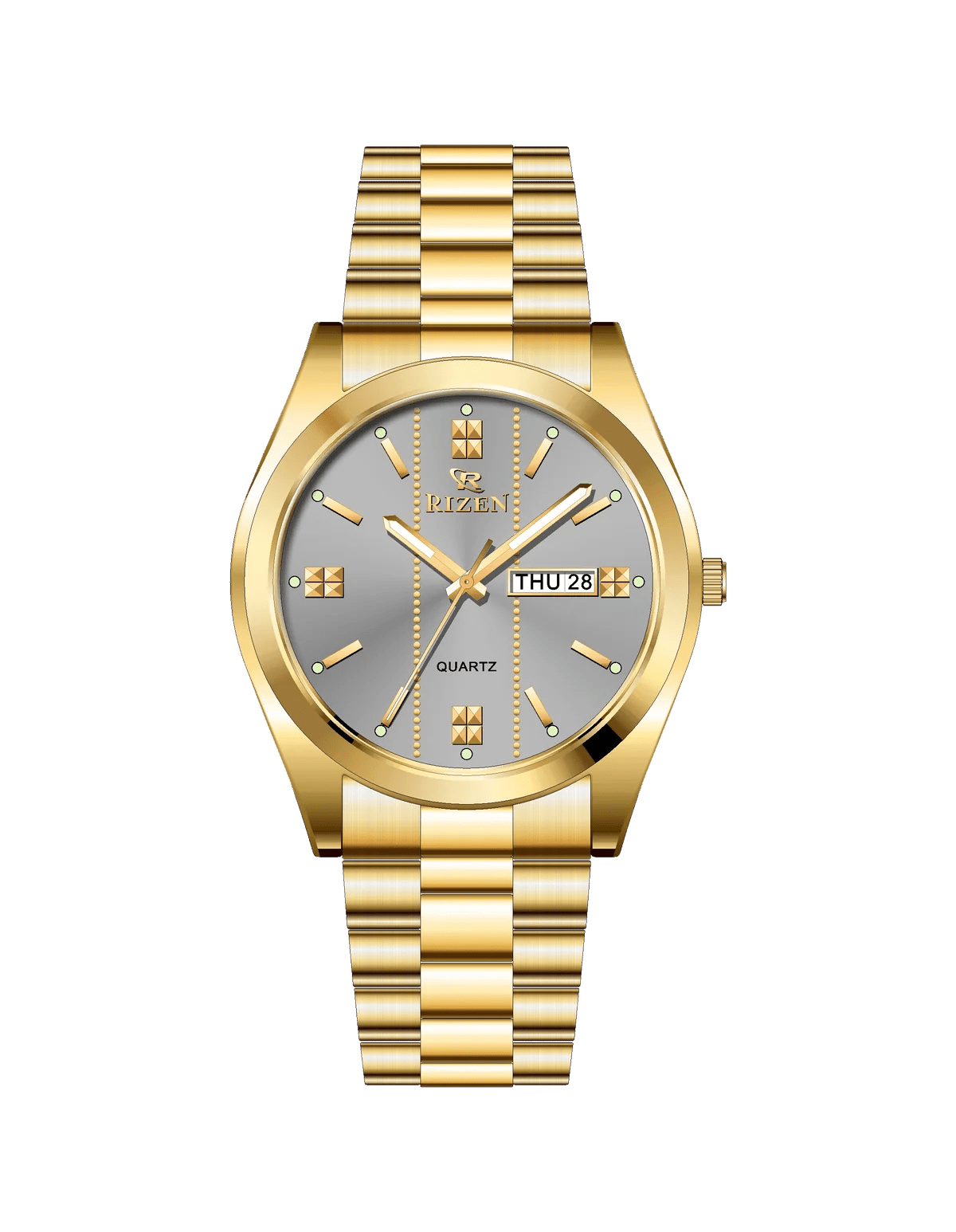 Rizen Zentro RZ-1275 Gold Stainless Steel Quartz - Timecheck