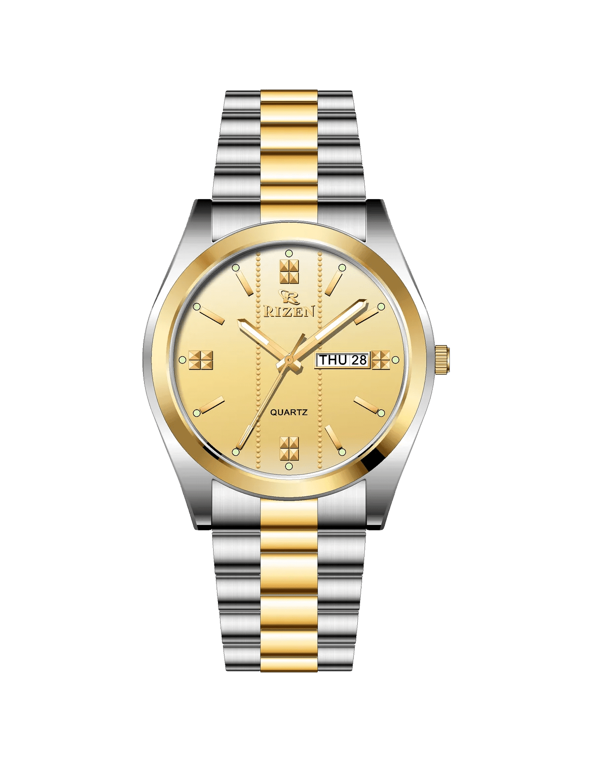 Rizen Zentro RZ-1275 Gold Two Tone Stainless Steel Quartz - Timecheck