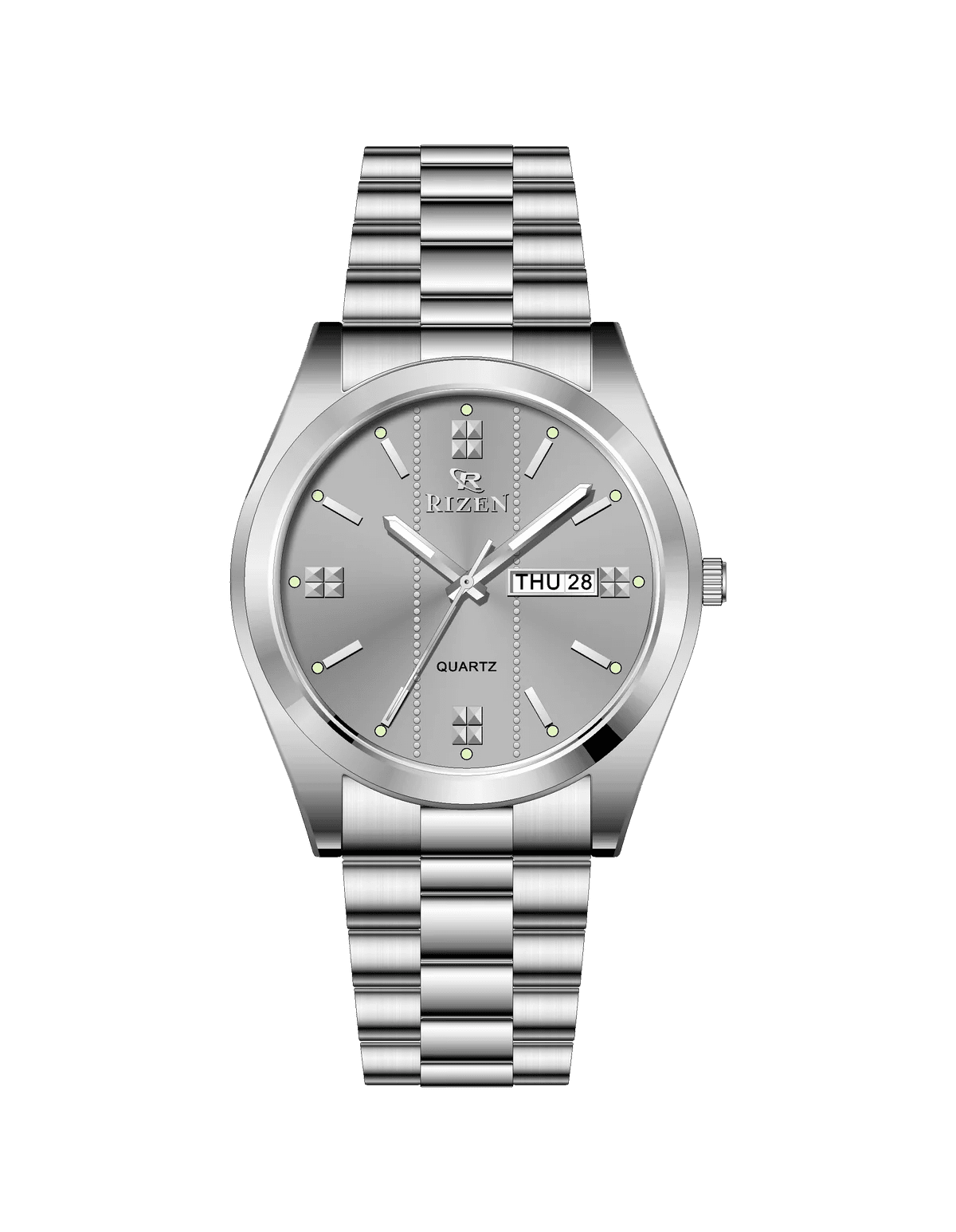 Rizen Zentro RZ-1275 Silver Stainless Steel Quartz - Timecheck
