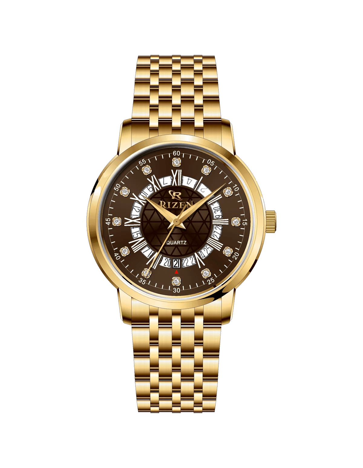 Rizen Zevron RZ-0830 Gold stainless steel Quartz - Timecheck
