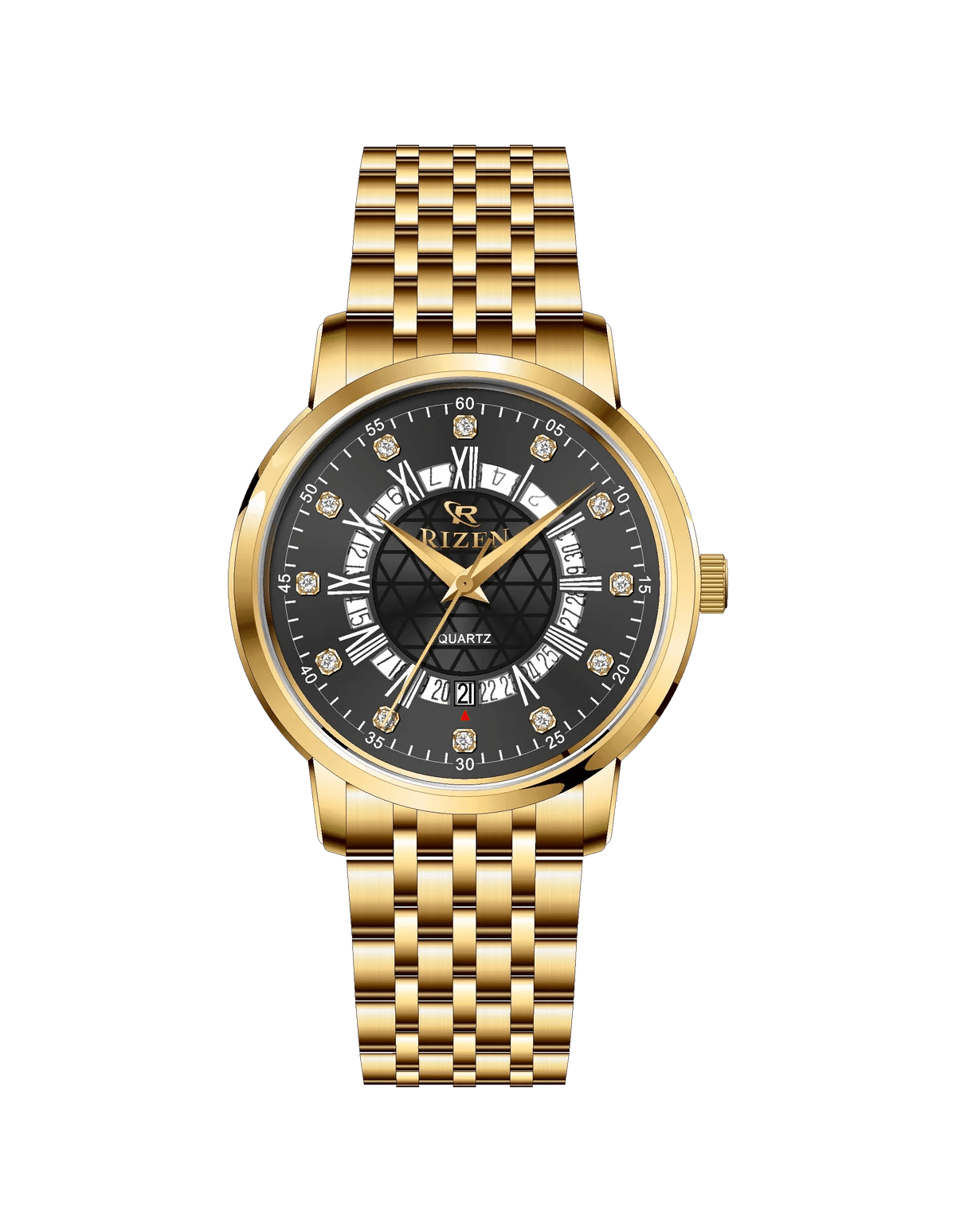 Rizen Zevron RZ-0830 Gold stainless steel Quartz - Timecheck