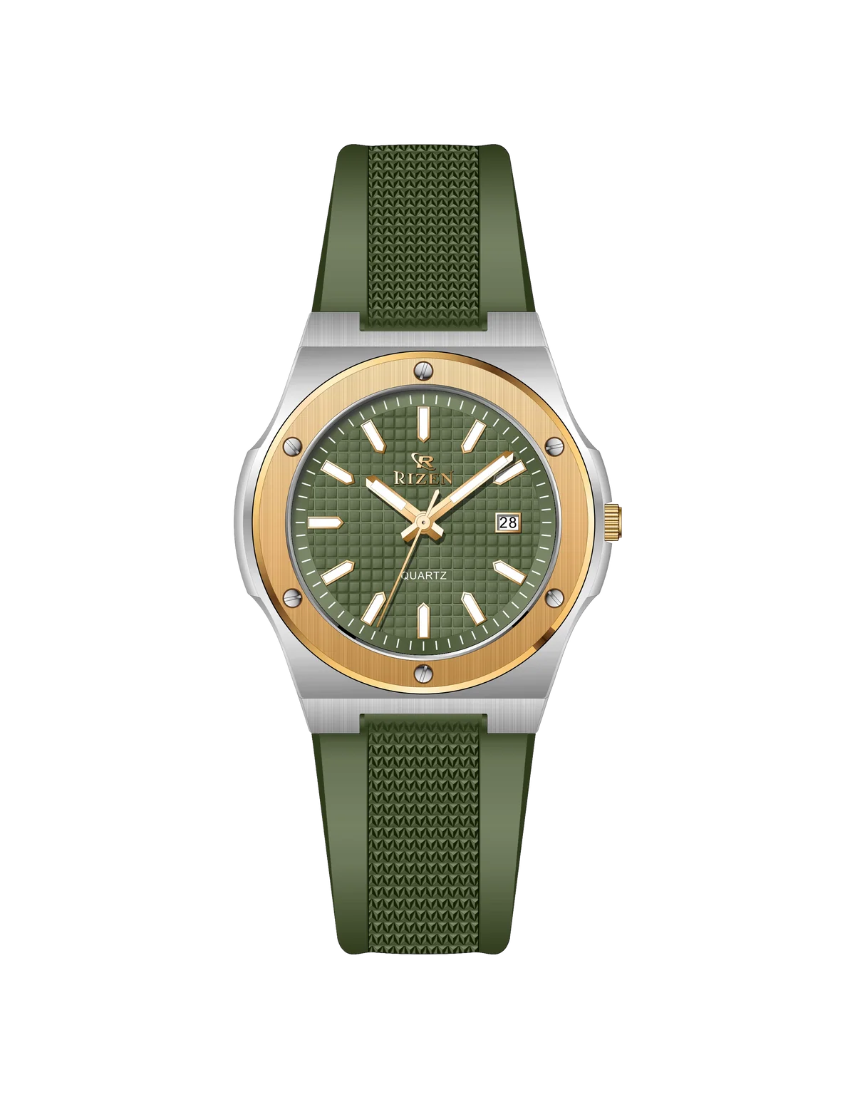 Rizen Atlas Gold RZ-0908 Silicon Strap Quartz