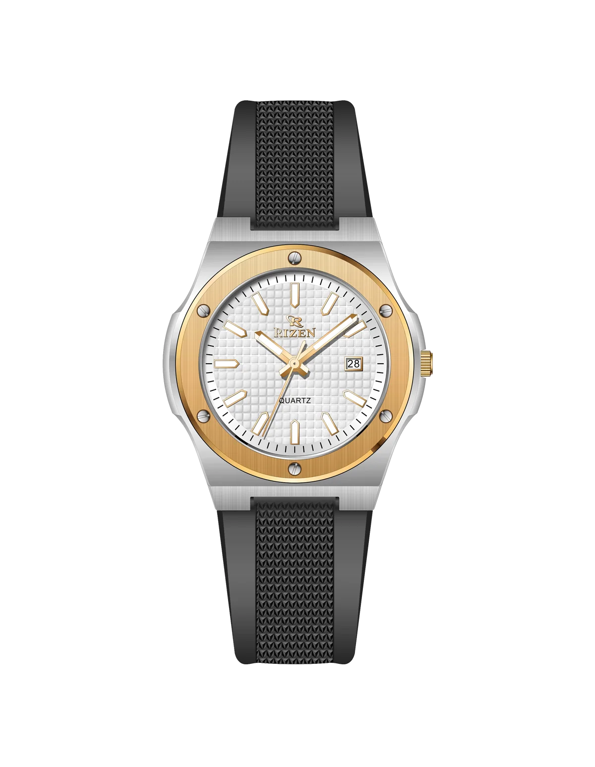 Rizen Atlas Gold RZ-0908 Silicon Strap Quartz