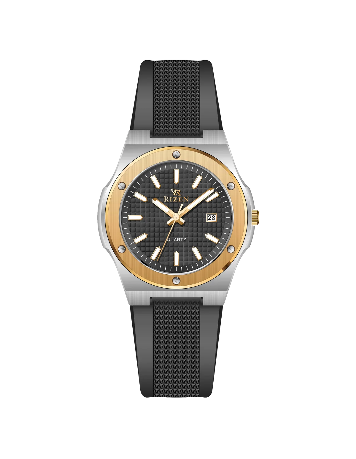 Rizen Atlas Gold RZ-0908 Silicon Strap Quartz