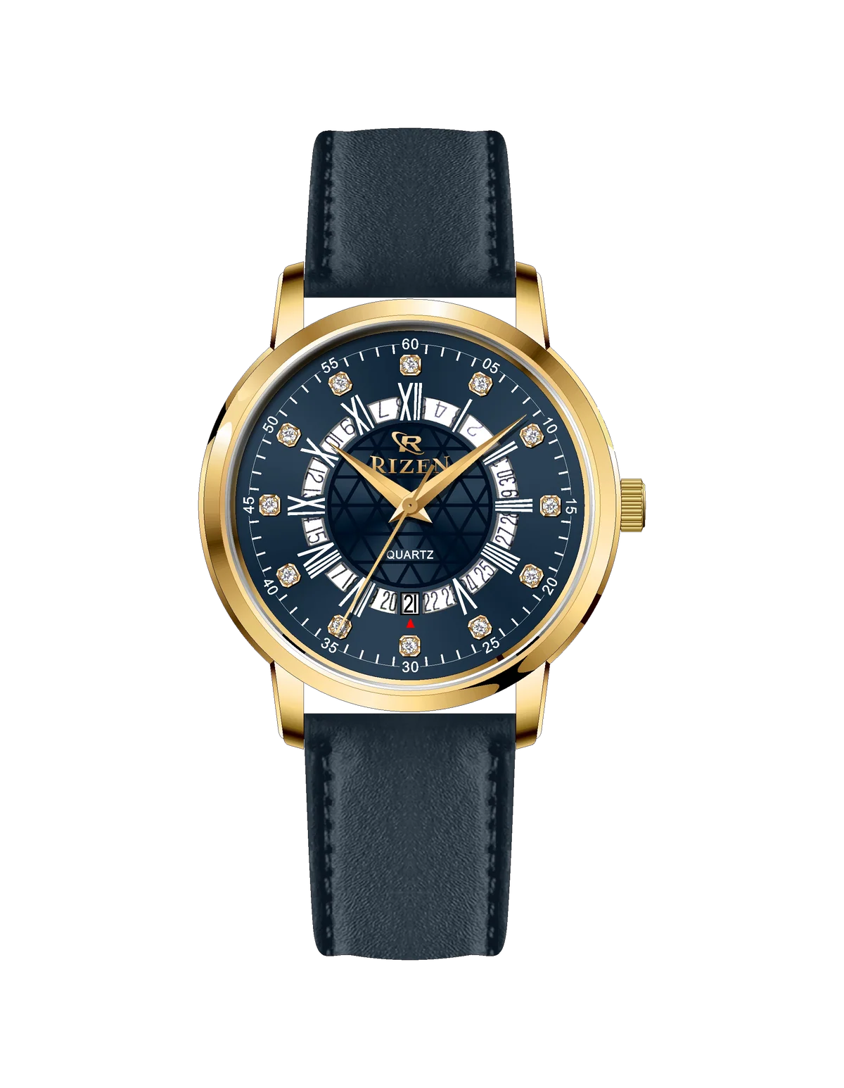 Rizen Cadris Gold RZ-0830 Leather Strap Quartz