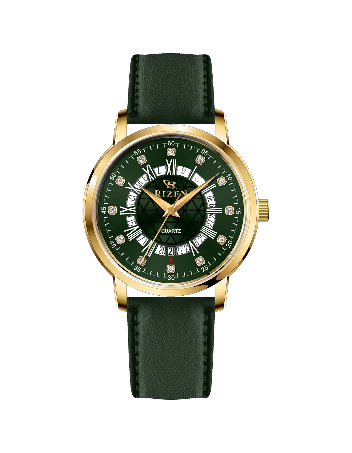 Rizen Cadris Gold RZ-0830 Leather Strap Quartz