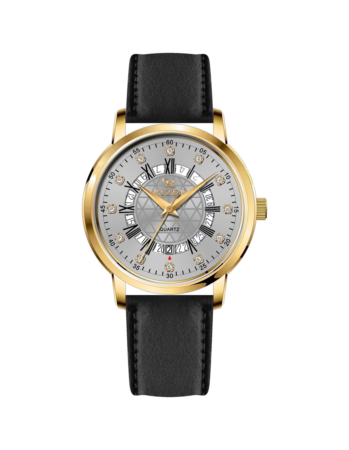 Rizen Cadris Gold RZ-0830 Leather Strap Quartz