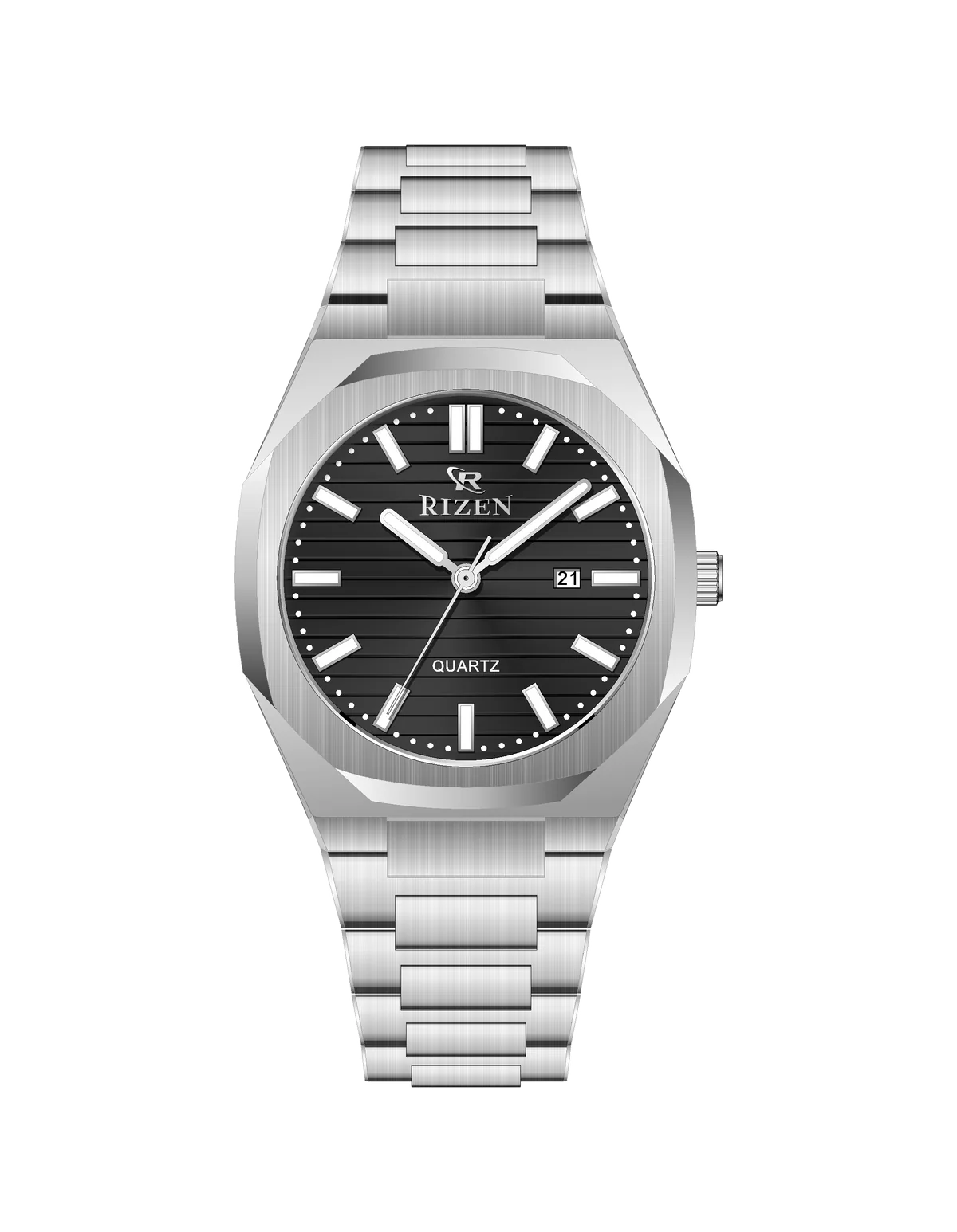 Rizen Leo Shine RZ-0562 Siver stainless steel Quartz