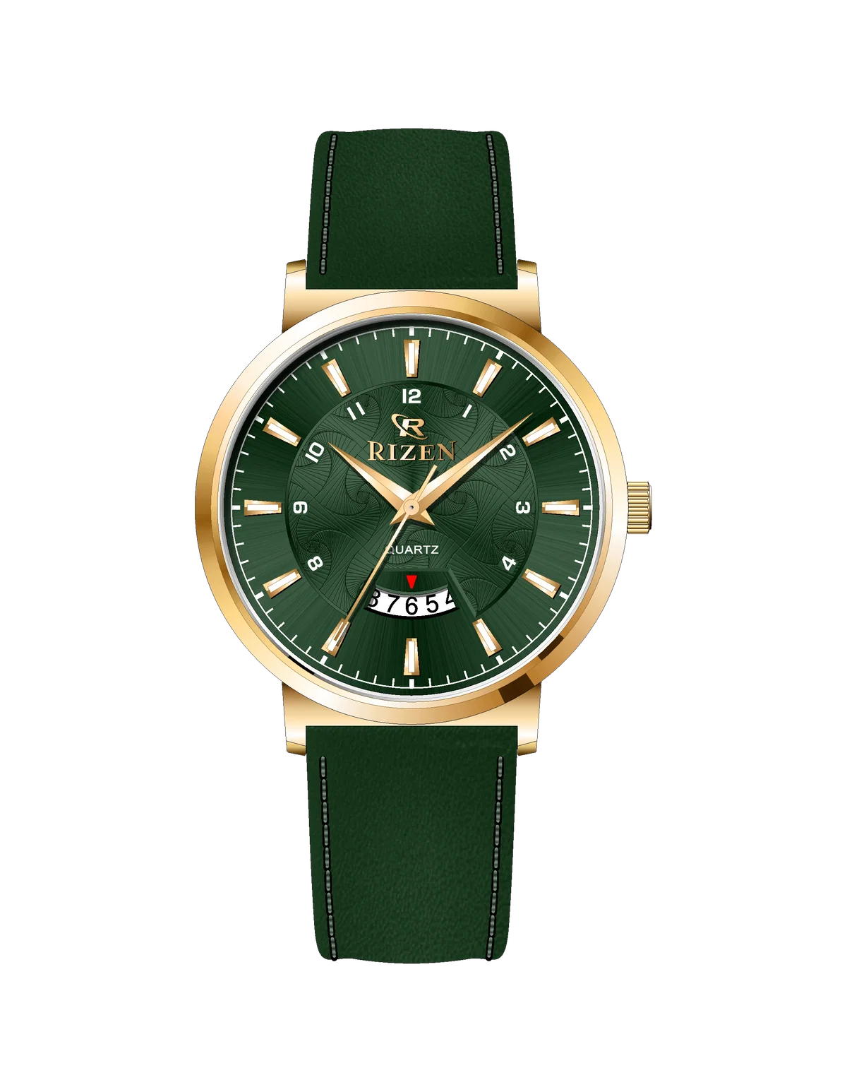 Rizen Luxen Gold RZ-0831 Leather Strap Quartz