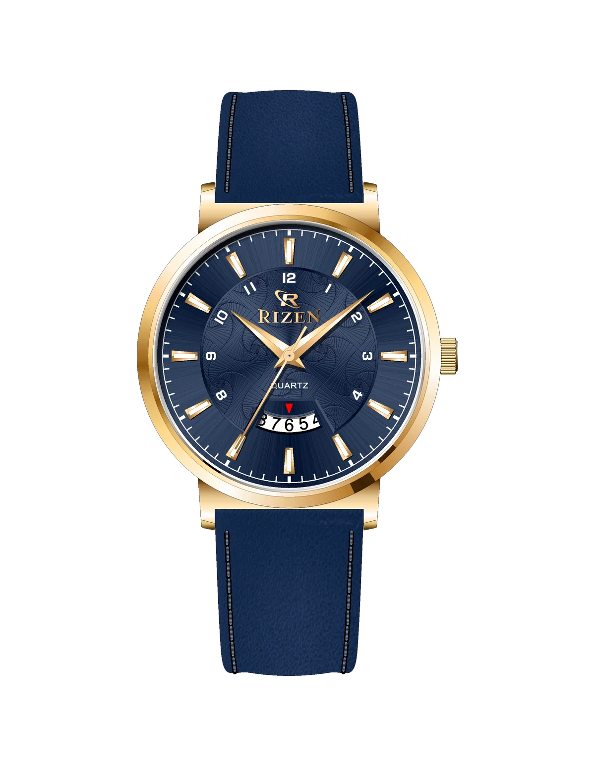 Rizen Luxen Gold RZ-0831 Leather Strap Quartz