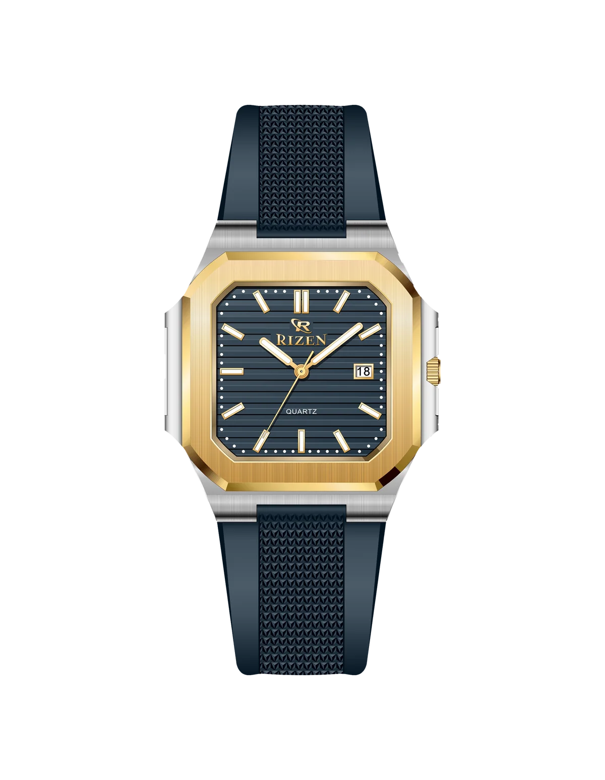 Rizen Matrix RZ-0906 Gold Two Tone Silicone Strap Quartz