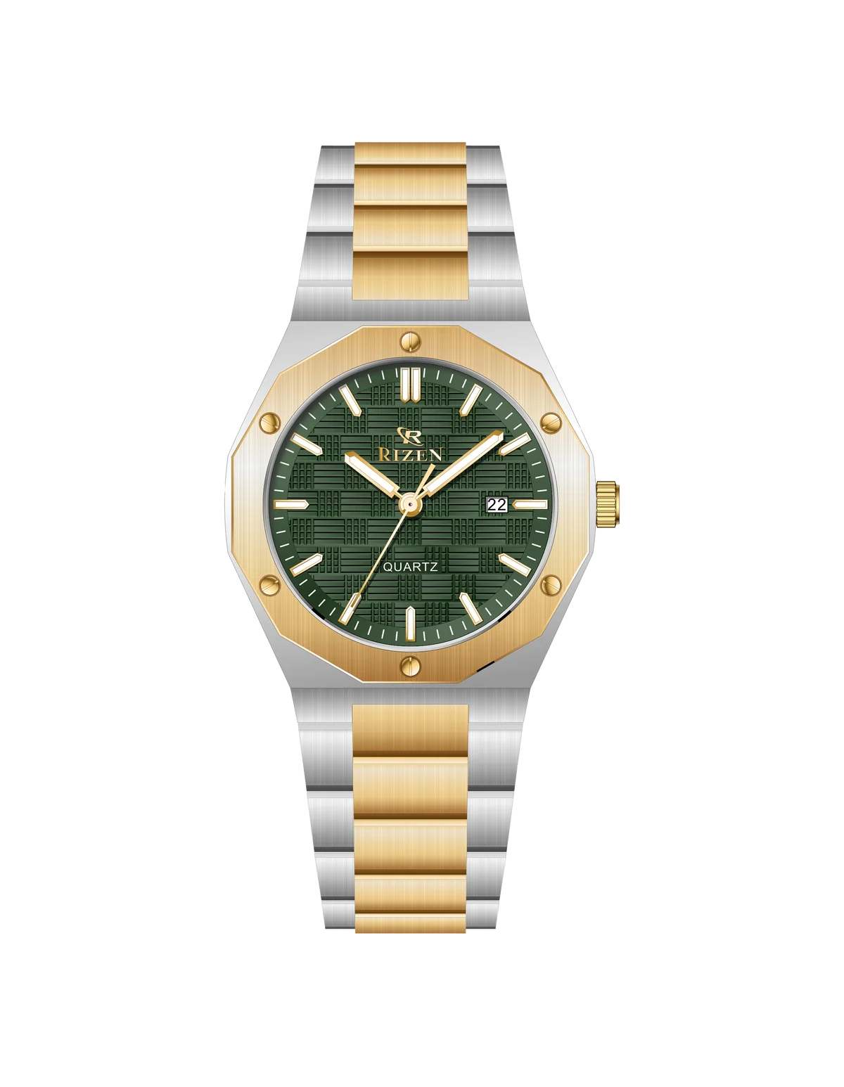 Rizen Premo RZ-0911 Gold Two Tone Stainless Steel Quartz
