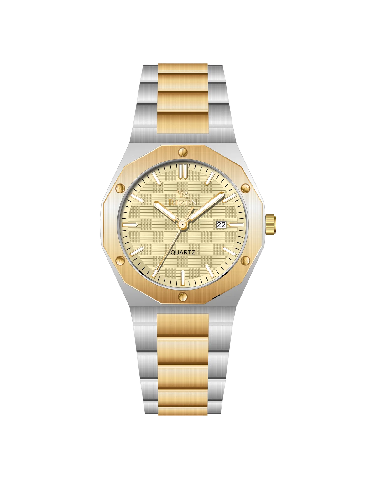 Rizen Premo RZ-0911 Gold Two Tone Stainless Steel Quartz