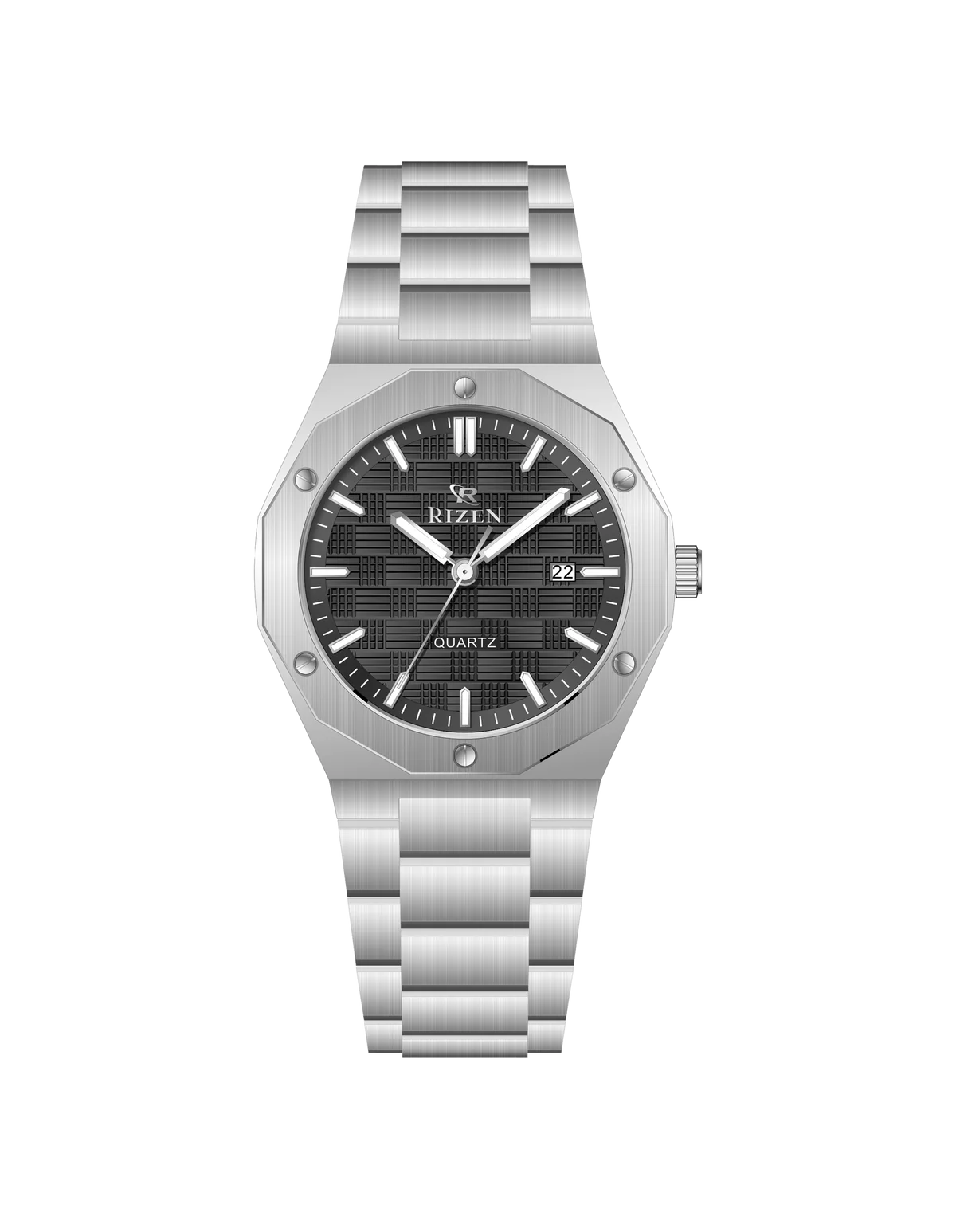 Rizen Premo Shine RZ-0911 Silver Stainless Steel Quartz