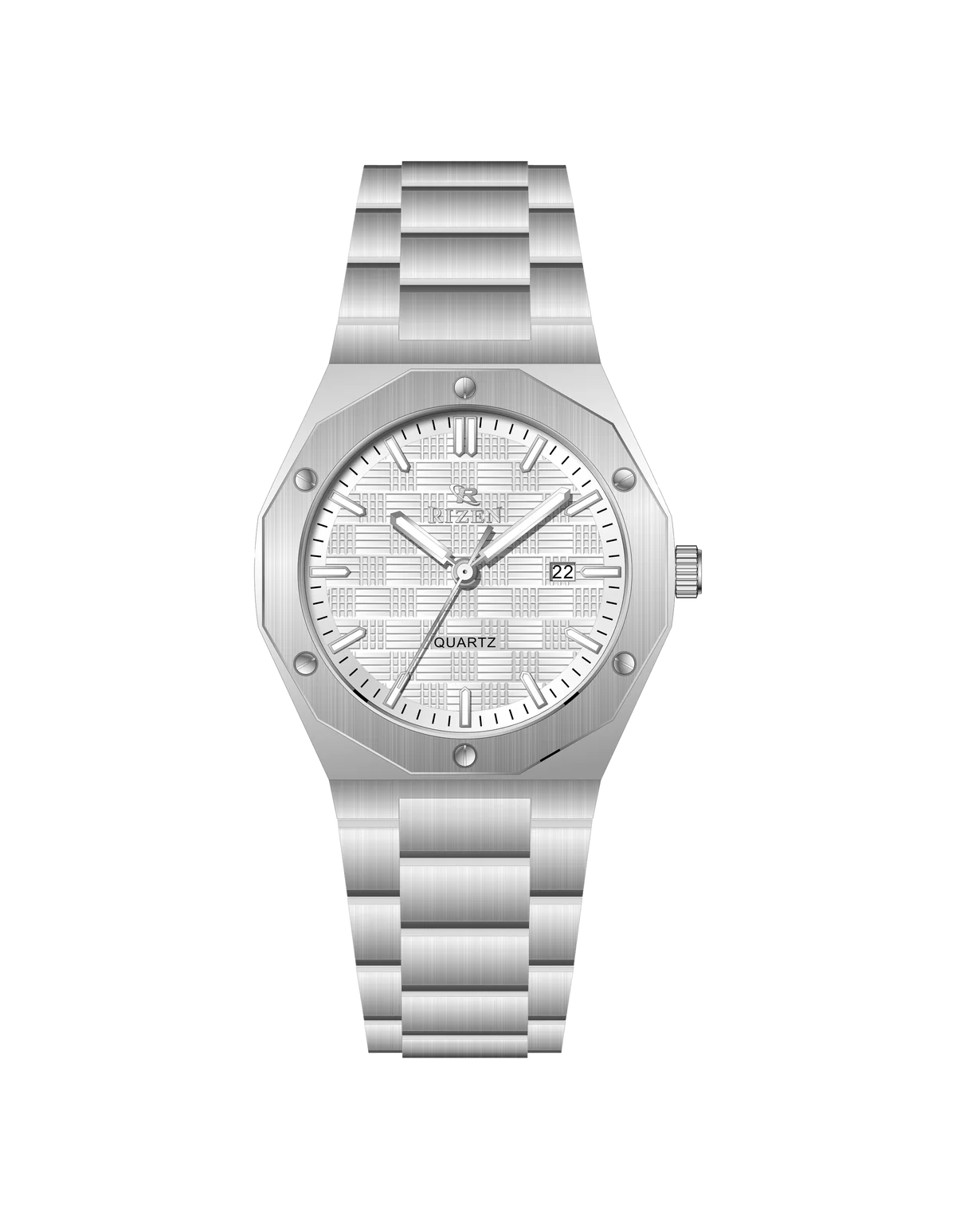 Rizen Premo Shine RZ-0911 Silver Stainless Steel Quartz