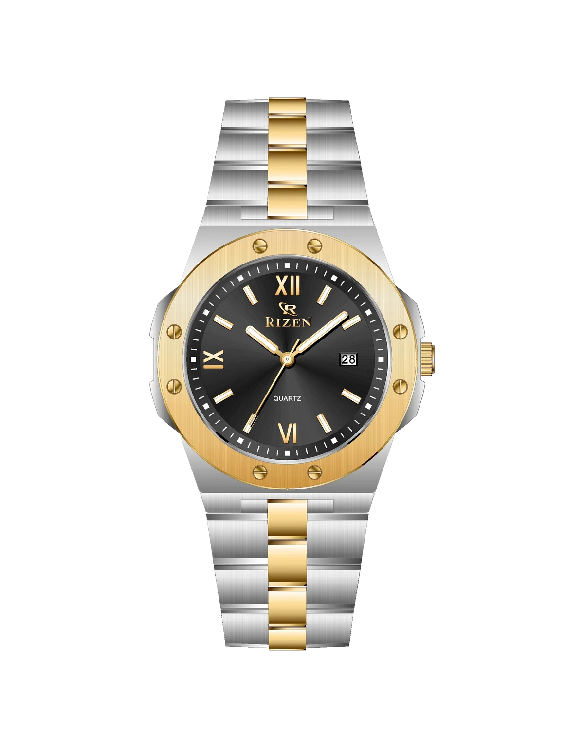 Rizen Quill duo RZ-0910 Gold Two Tone Stainless Steel Quartz