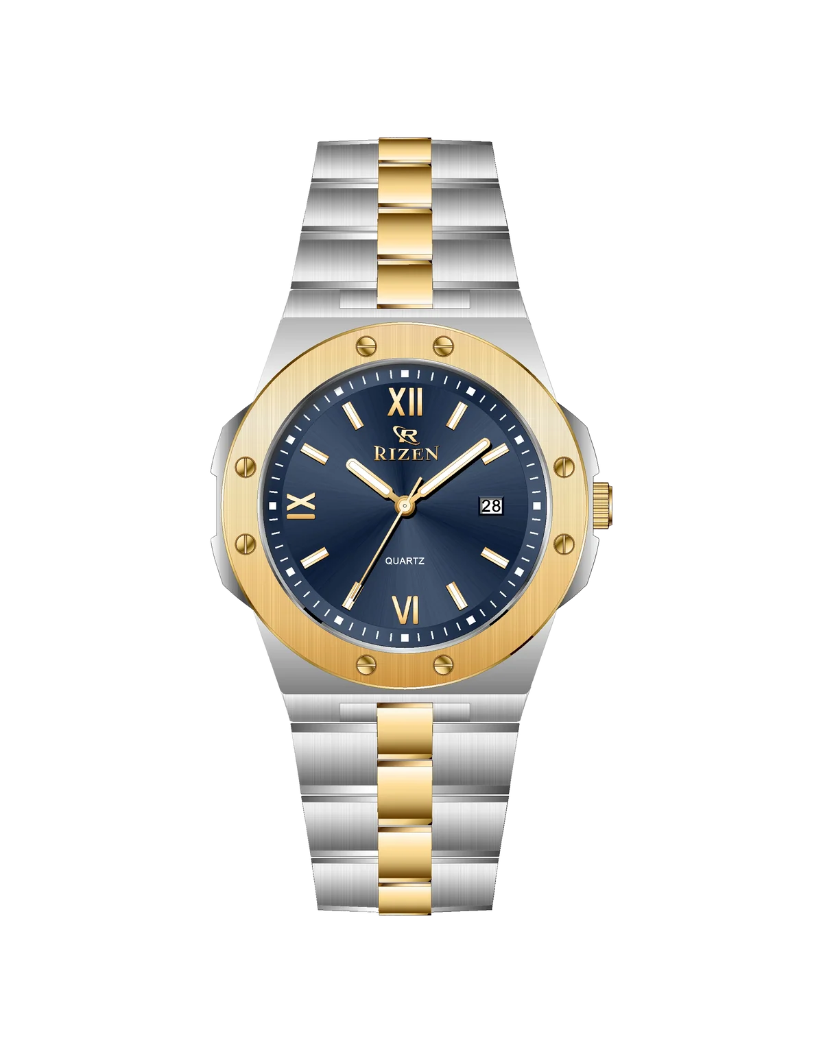 Rizen Quill duo RZ-0910 Gold Two Tone Stainless Steel Quartz