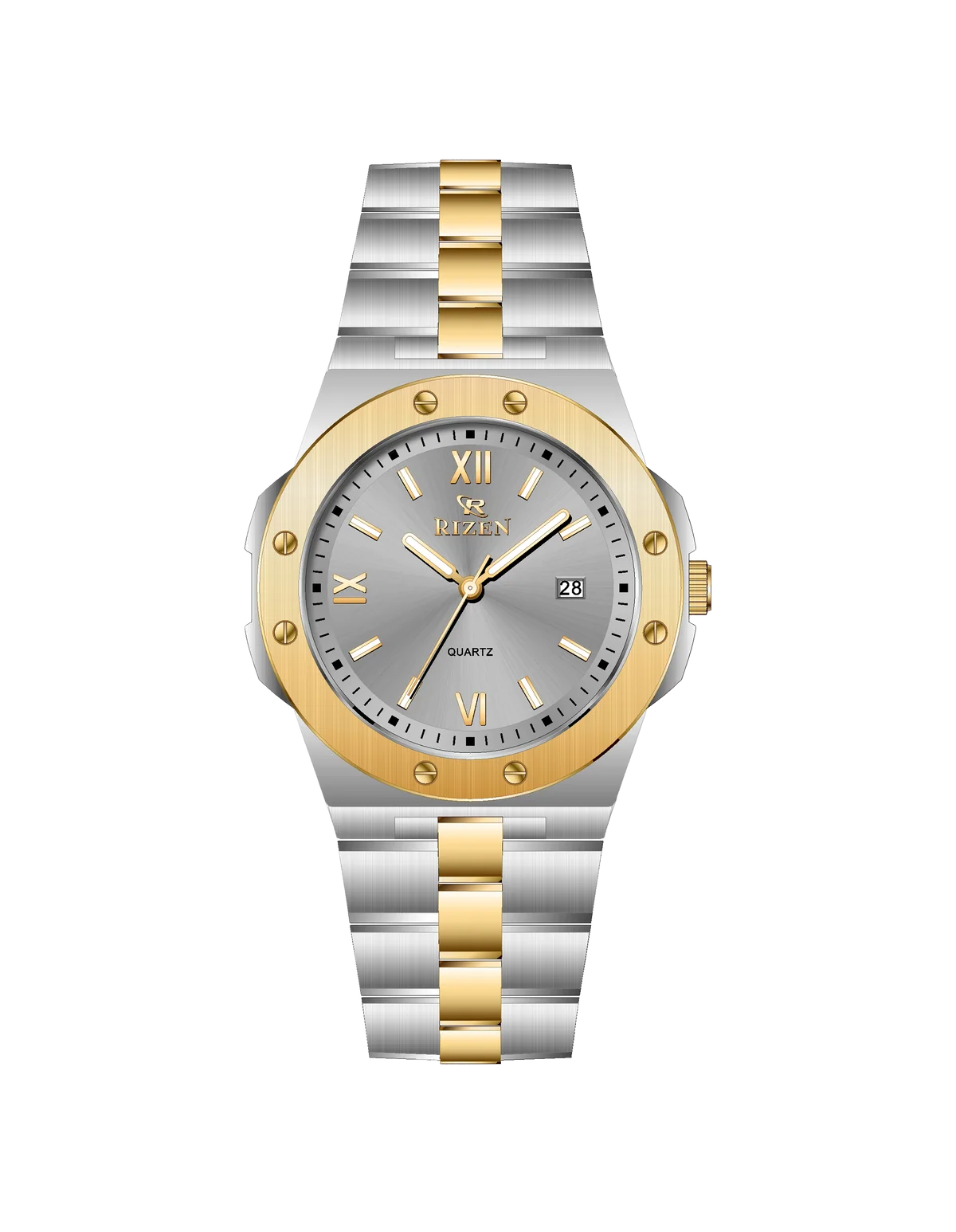 Rizen Quill duo RZ-0910 Gold Two Tone Stainless Steel Quartz