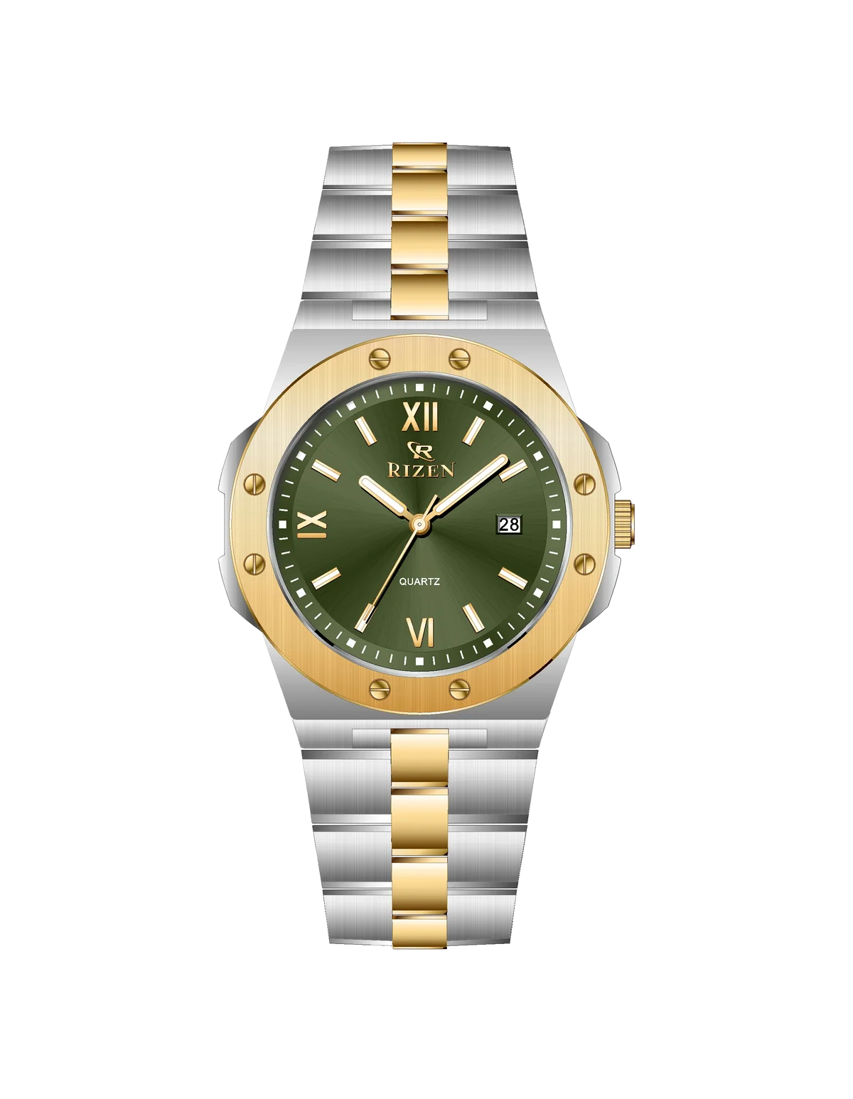 Rizen Quill duo RZ-0910 Gold Two Tone Stainless Steel Quartz