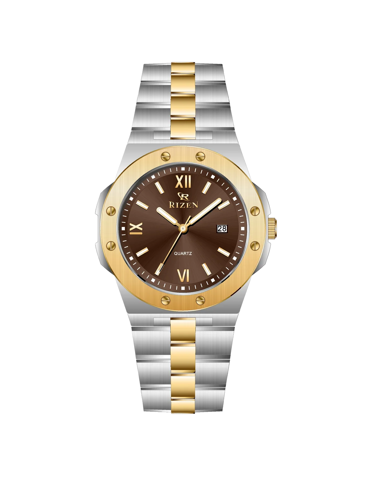 Rizen Quill duo RZ-0910 Gold Two Tone Stainless Steel Quartz