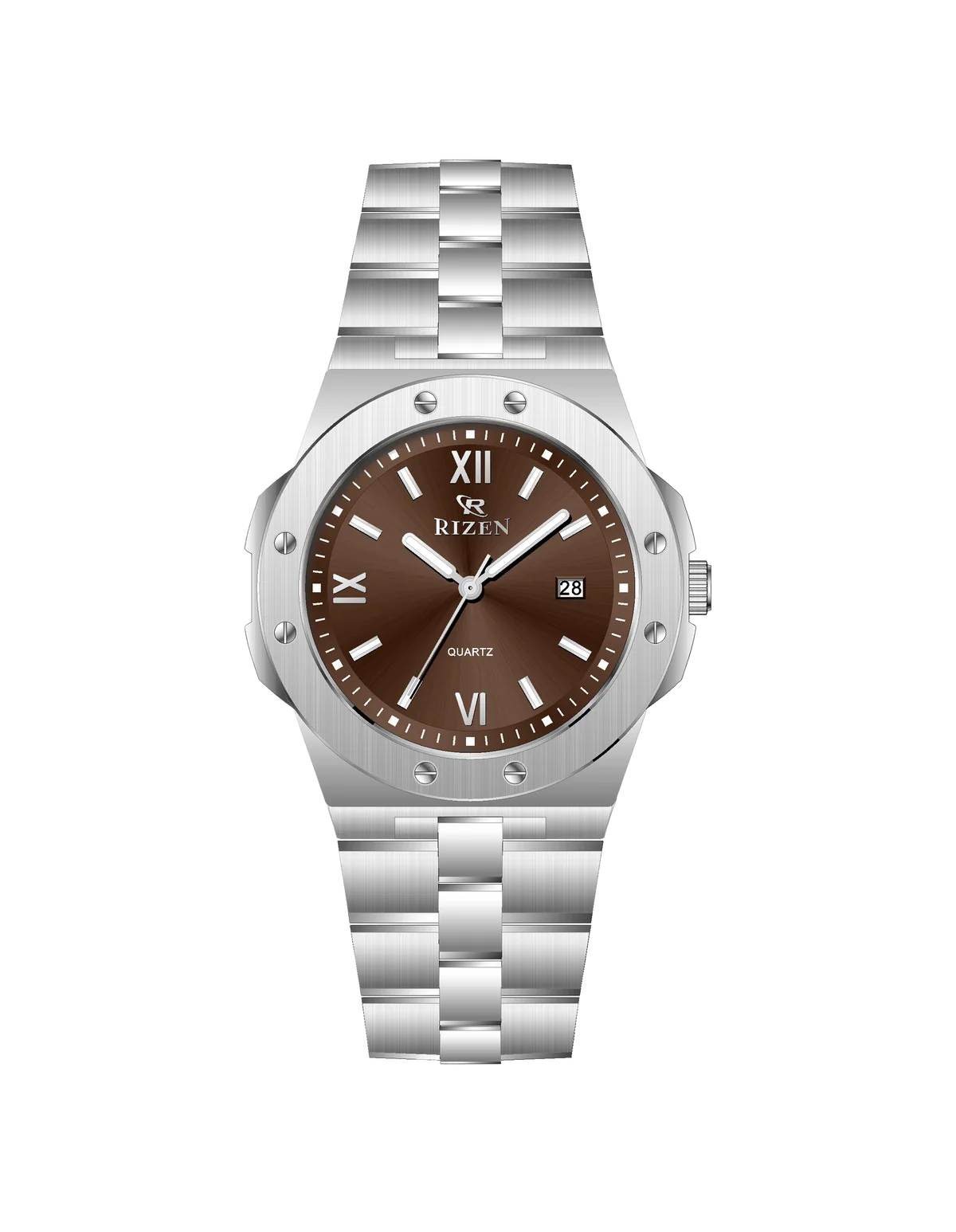 Rizen Quill Shine RZ-0910 Silver Stainless Steel Quartz