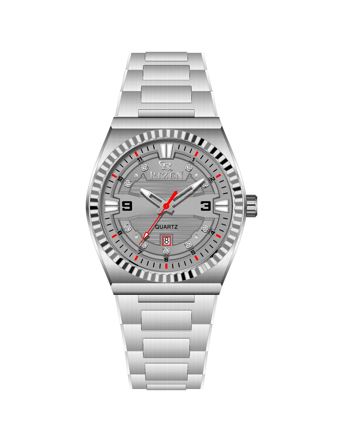 Rizen Valmont RZ-0819 Silver Stainless Steel Quartz