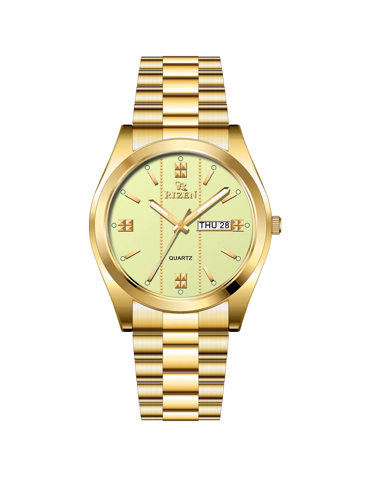 Rizen Zentro RZ-1275 Gold Stainless Steel Quartz