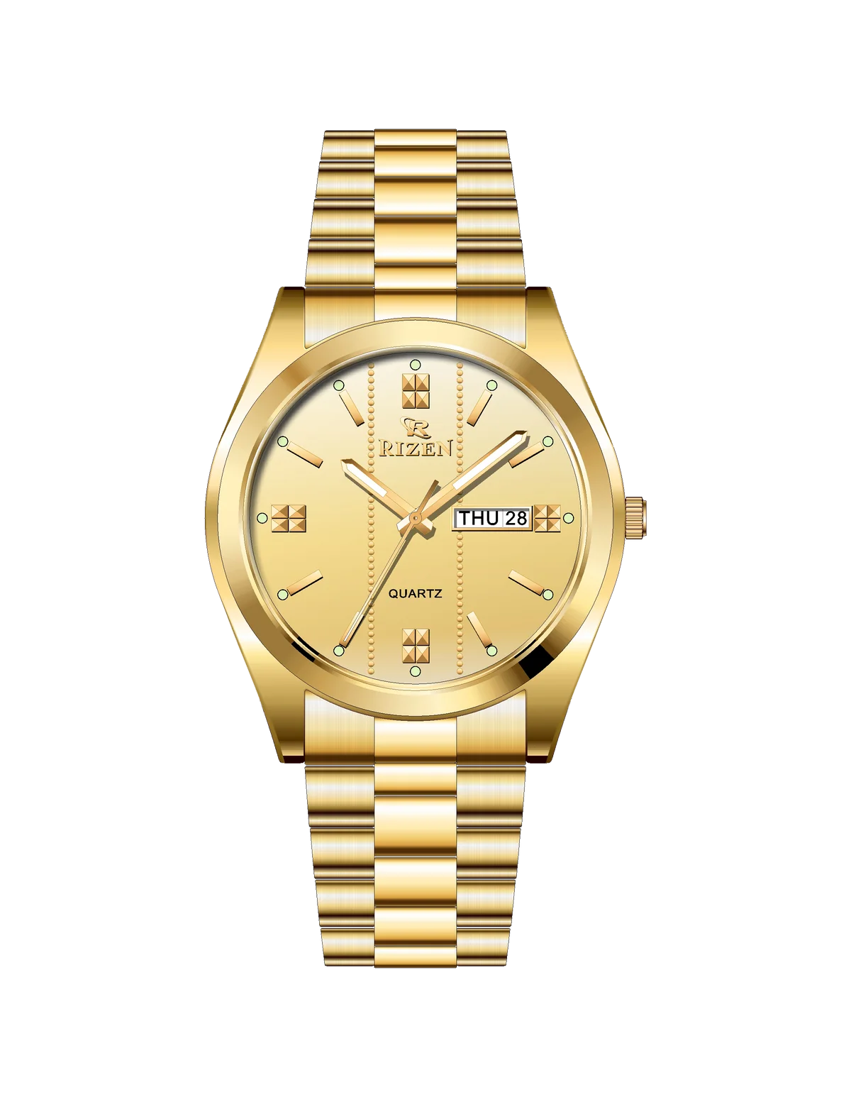 Rizen Zentro RZ-1275 Gold Stainless Steel Quartz