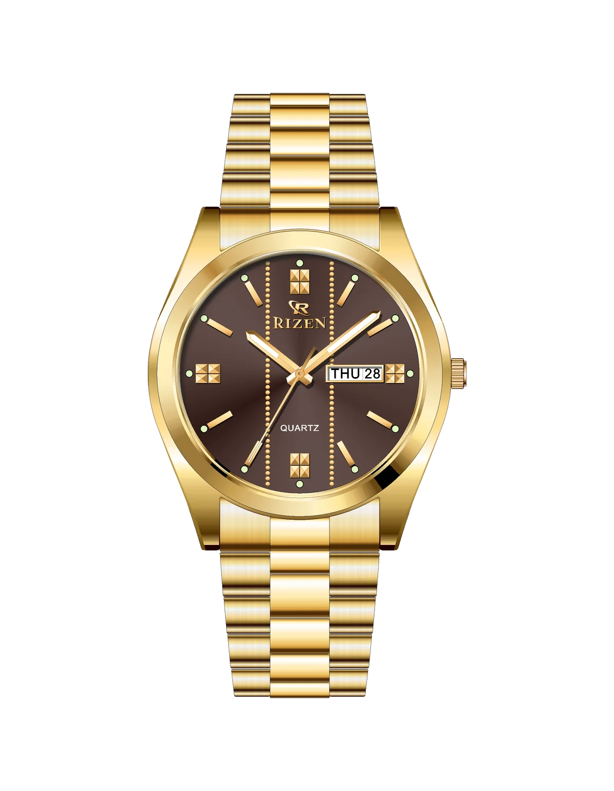 Rizen Zentro RZ-1275 Gold Stainless Steel Quartz