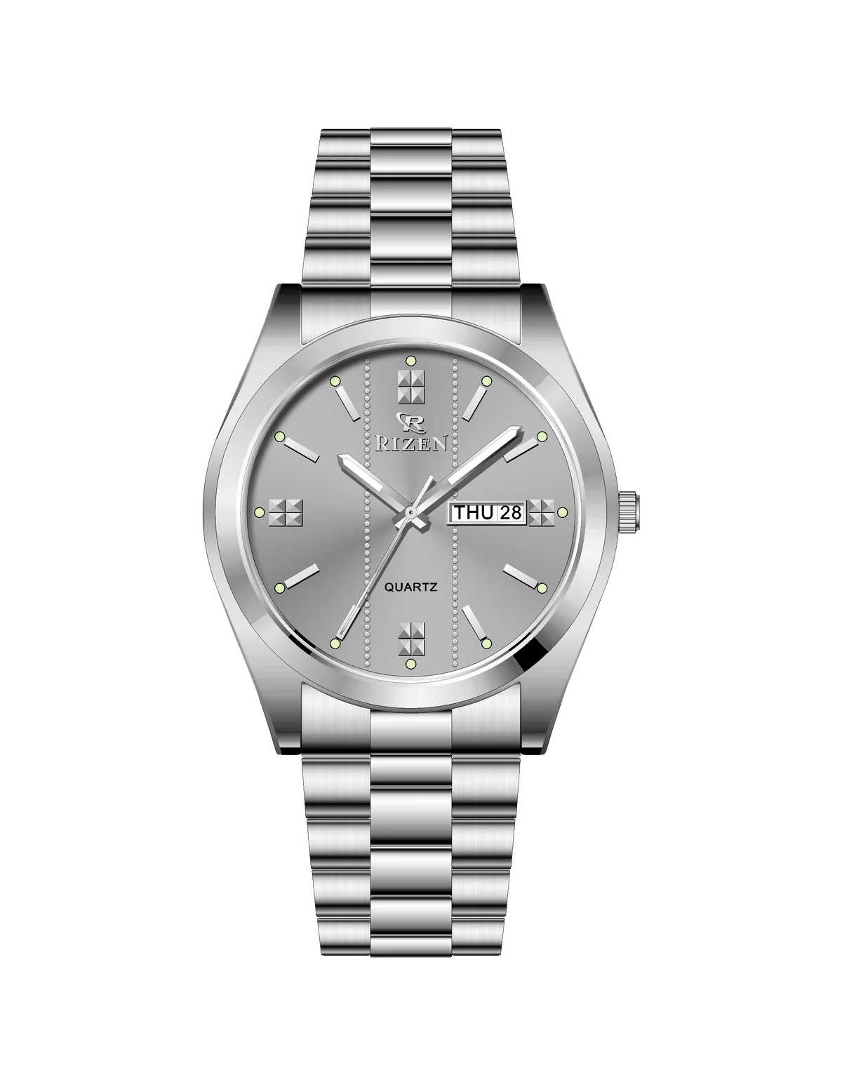 Rizen Zentro RZ-1275 Silver Stainless Steel Quartz