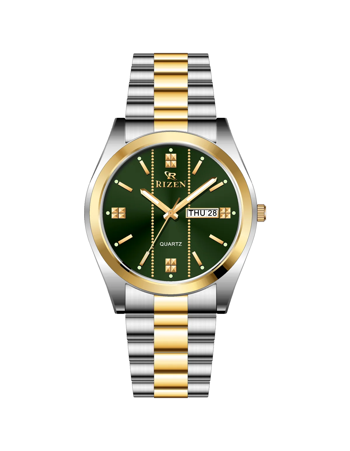 Rizen Zentro RZ-1275 Gold Two Tone Stainless Steel Quartz