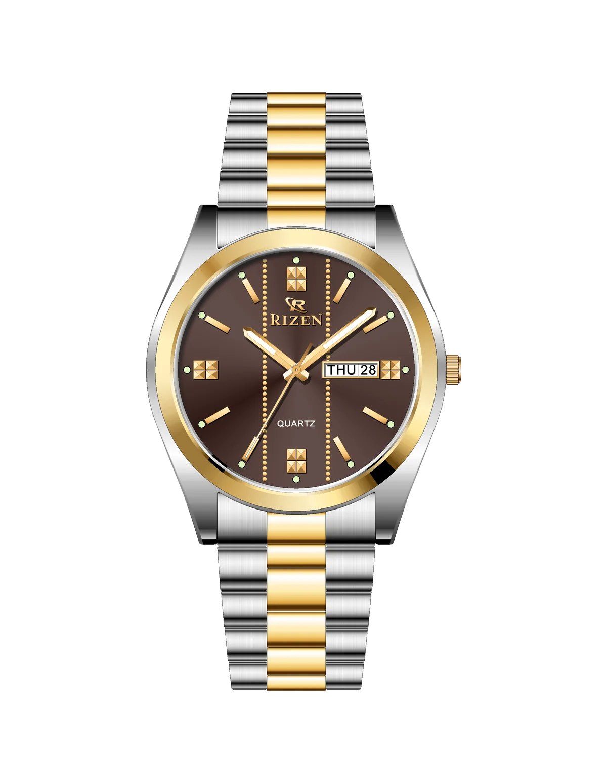 Rizen Zentro RZ-1275 Gold Two Tone Stainless Steel Quartz