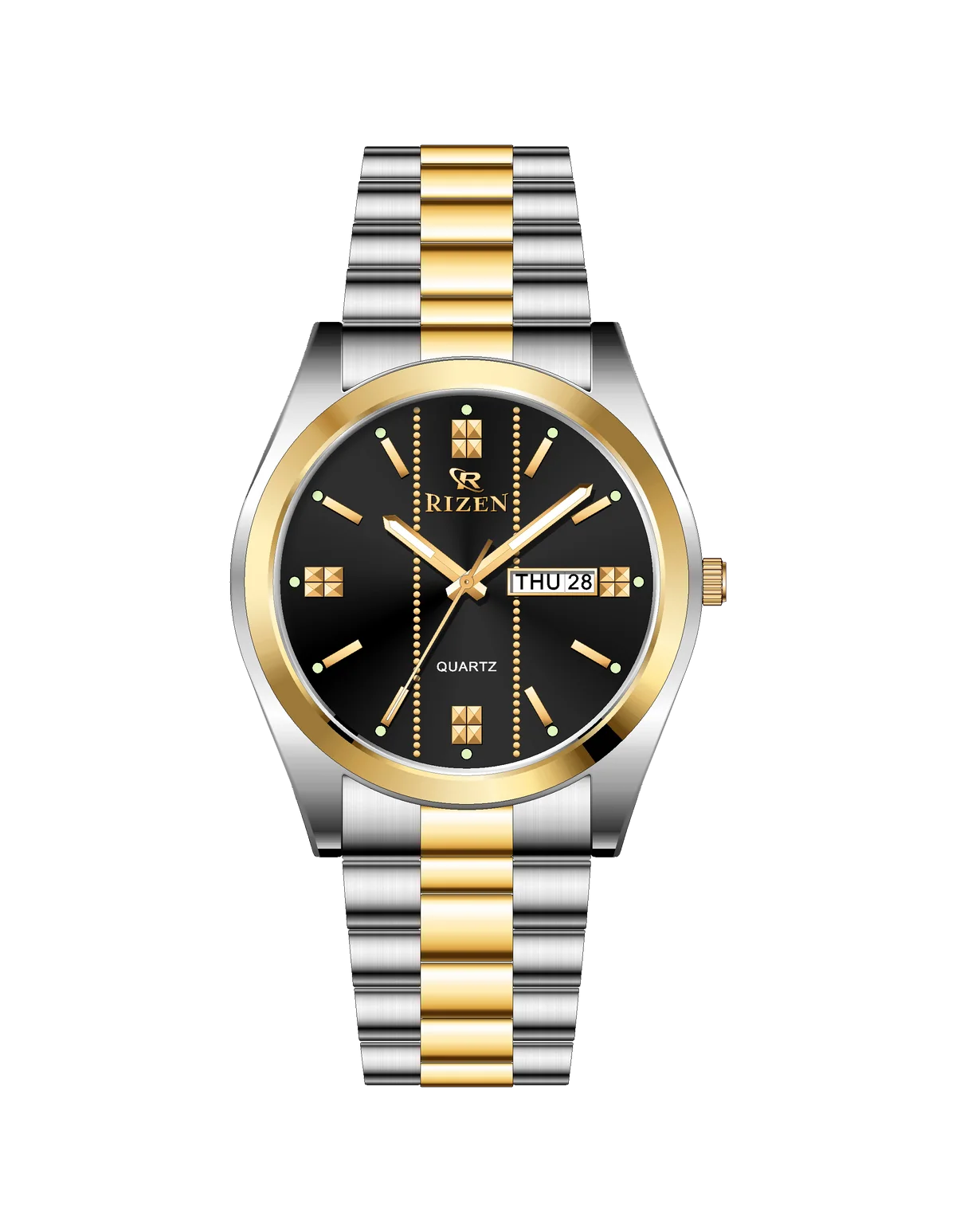 Rizen Zentro RZ-1275 Gold Two Tone Stainless Steel Quartz