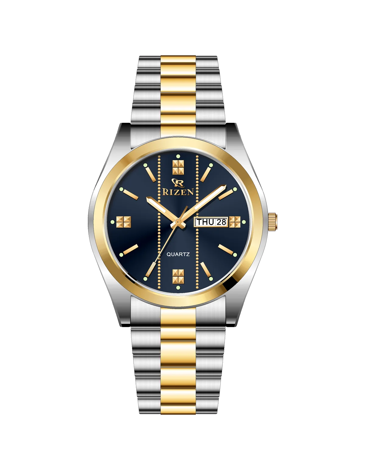 Rizen Zentro RZ-1275 Gold Two Tone Stainless Steel Quartz
