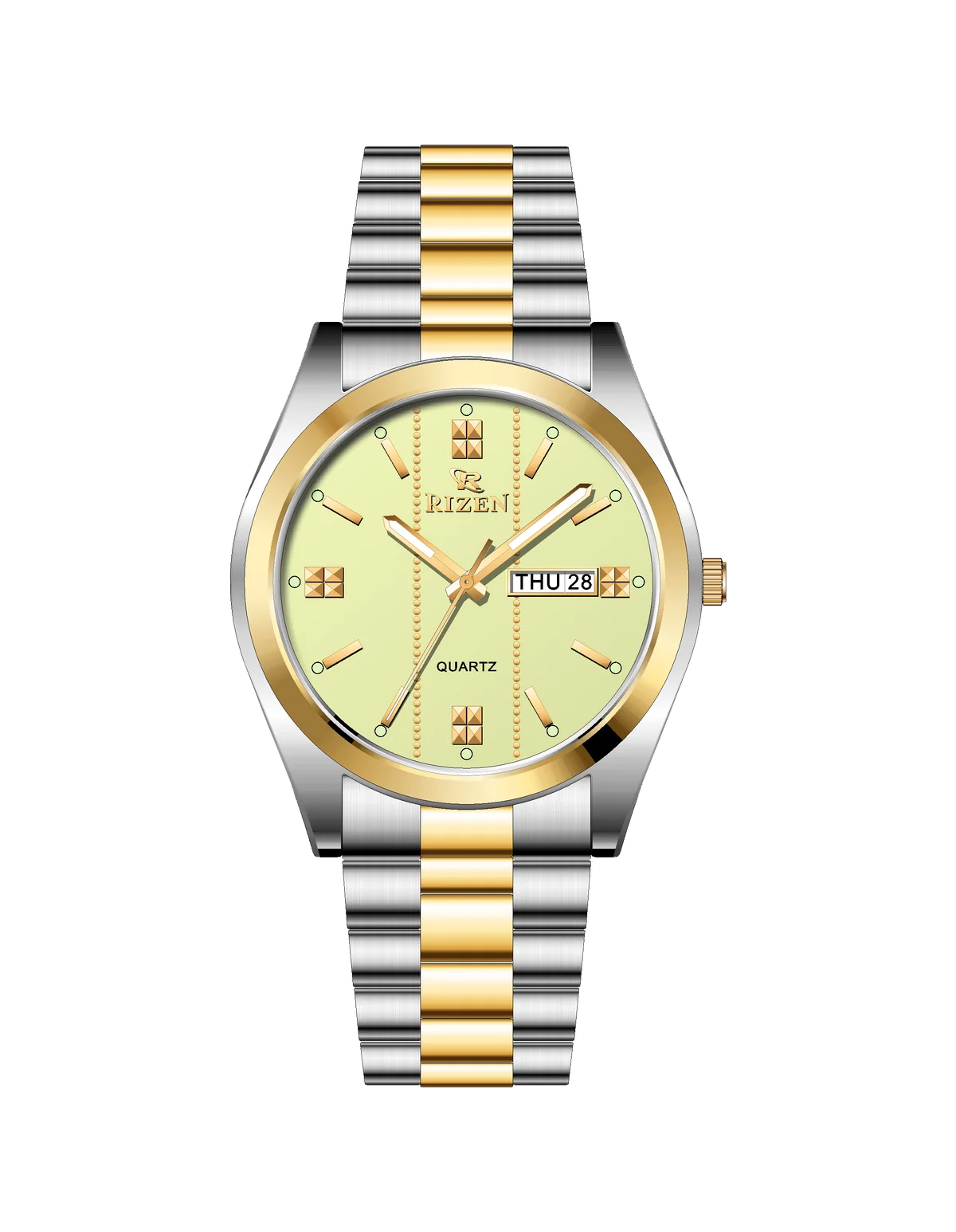 Rizen Zentro RZ-1275 Gold Two Tone Stainless Steel Quartz