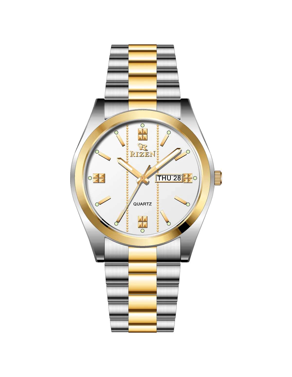 Rizen Zentro RZ-1275 Gold Two Tone Stainless Steel Quartz