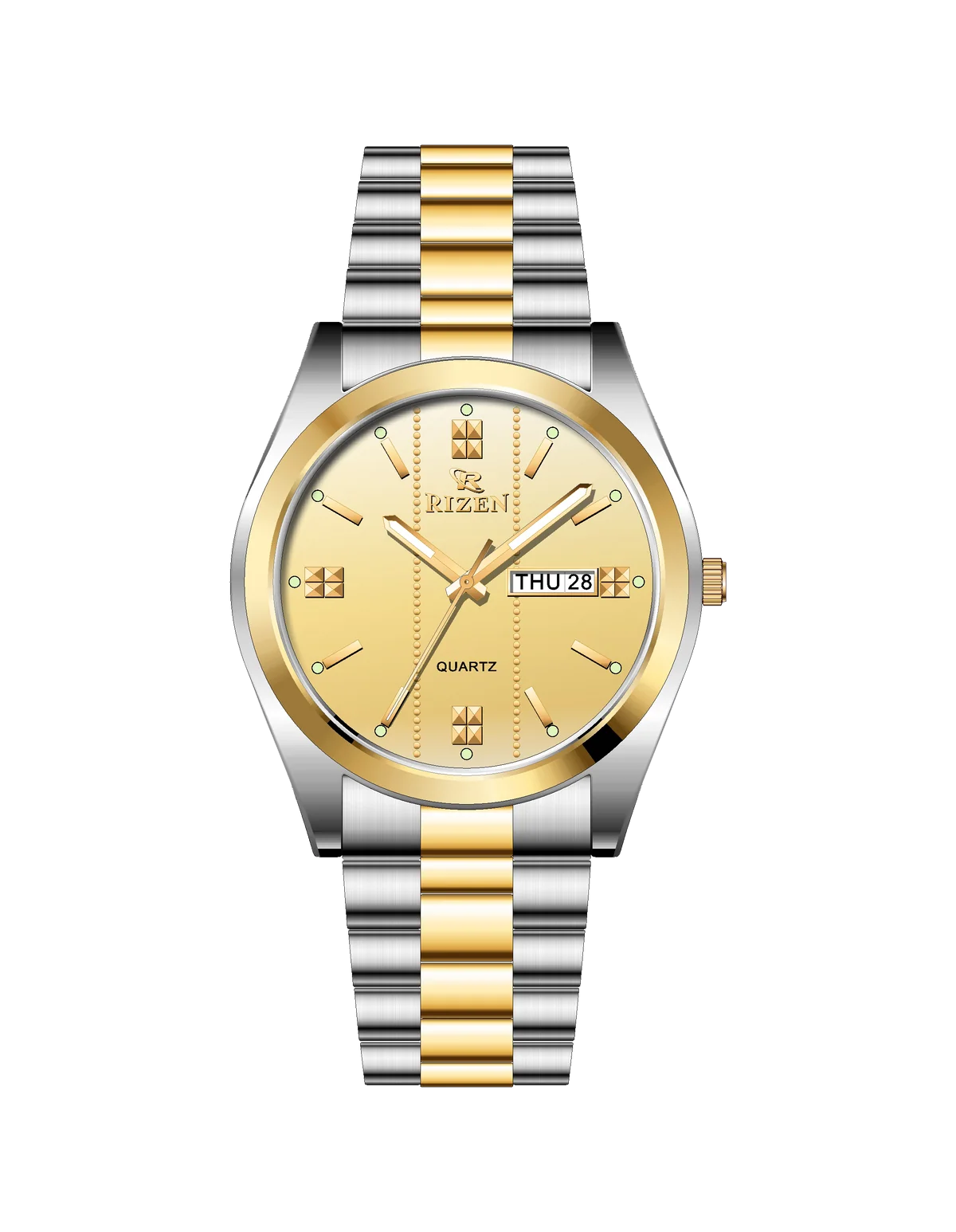 Rizen Zentro RZ-1275 Gold Two Tone Stainless Steel Quartz
