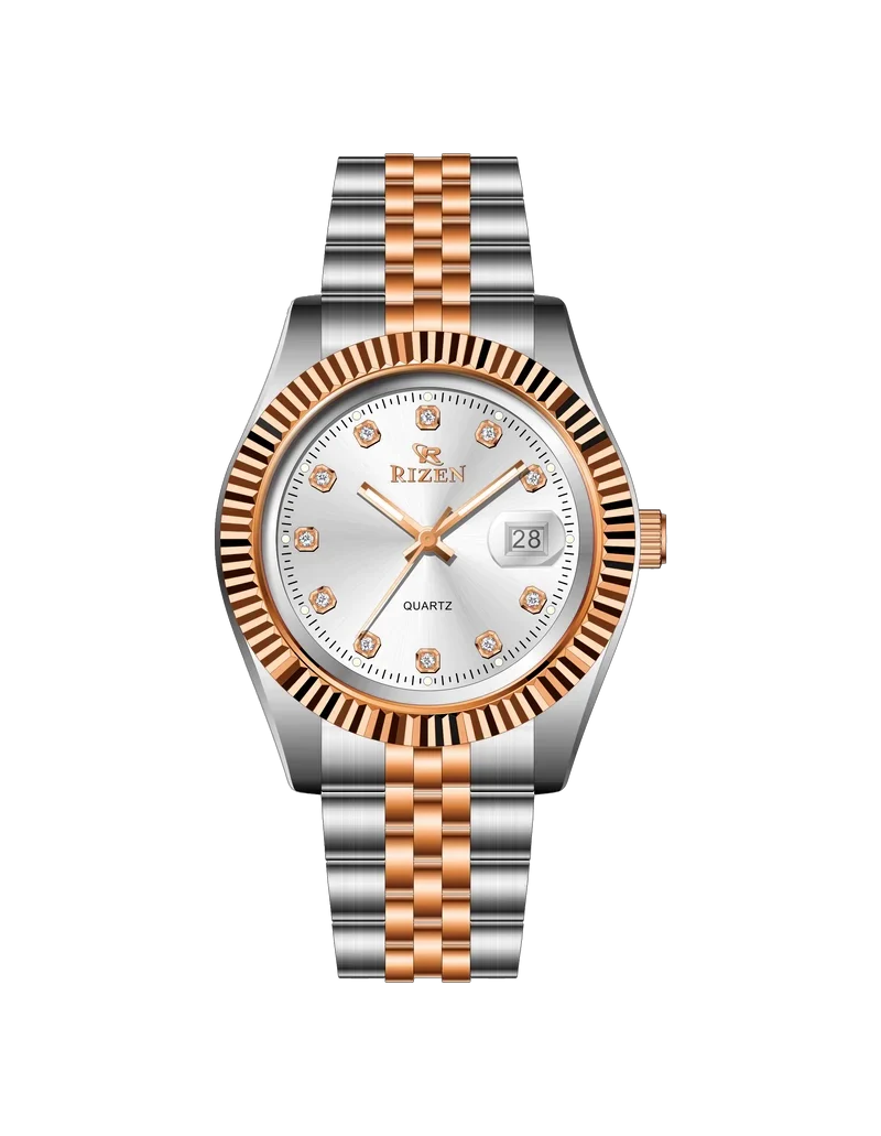 Rizen Empire RZ-1296 Rose Gold Two Tone stainless steel Quartz