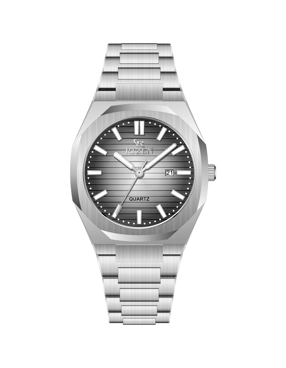 Rizen Leo Shine RZ-0562 Siver stainless steel Quartz