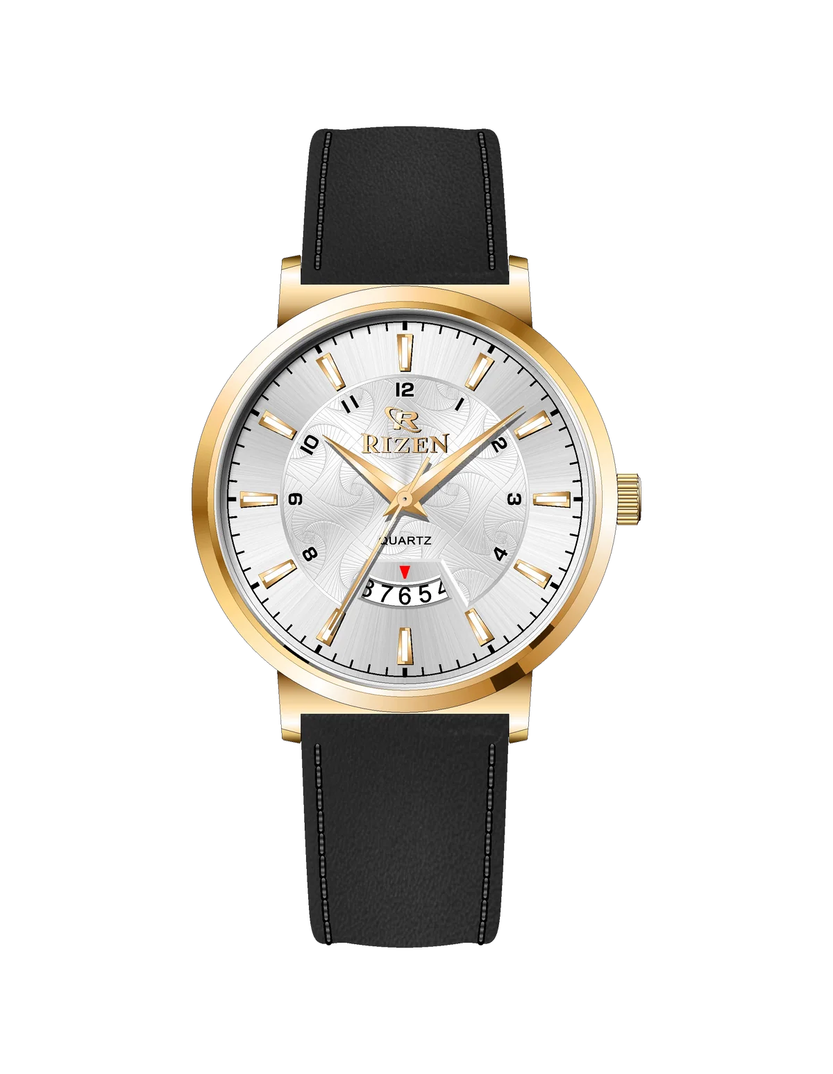 Rizen Luxen Gold RZ-0831 Leather Strap Quartz